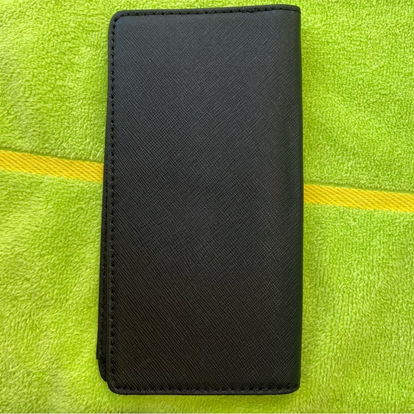 Michael Kors!!! Jet Set Large Trifold Wallet Black Leather Gold Pen & Checkbook - Picture 5 of 16